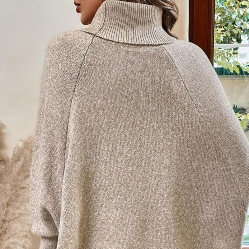 👜 -50 % sur toute la mode femme ! ✨✨Women's Elegant High-Neck Asymmetrical Hem Cape Sweater