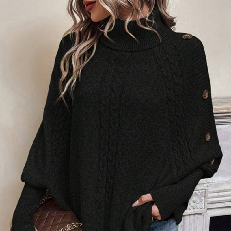 👜 -50 % sur toute la mode femme ! ✨✨Women's Elegant High-Neck Asymmetrical Hem Cape Sweater