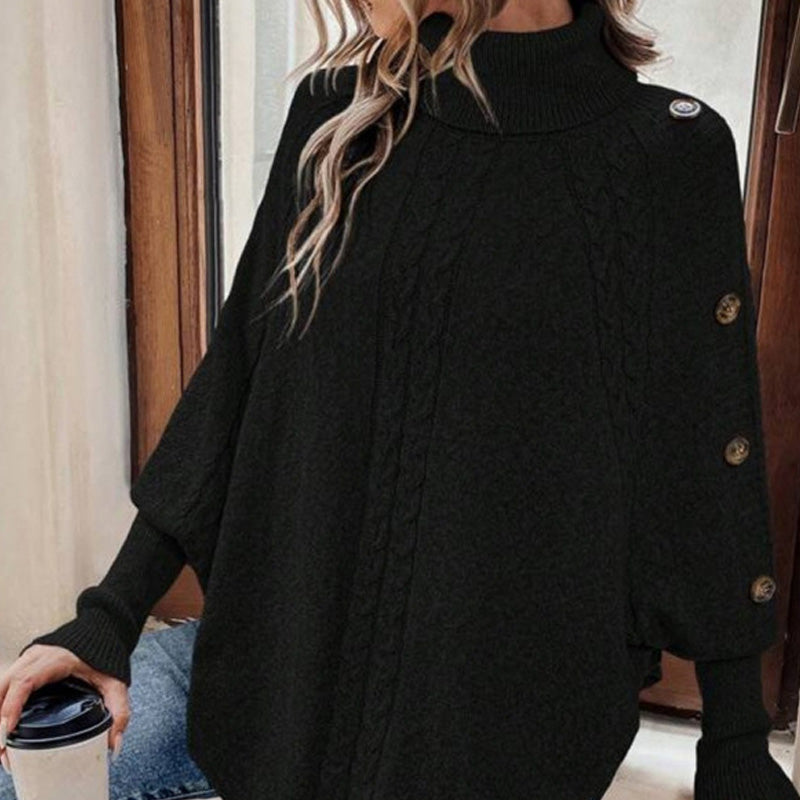 👜 -50 % sur toute la mode femme ! ✨✨Women's Elegant High-Neck Asymmetrical Hem Cape Sweater