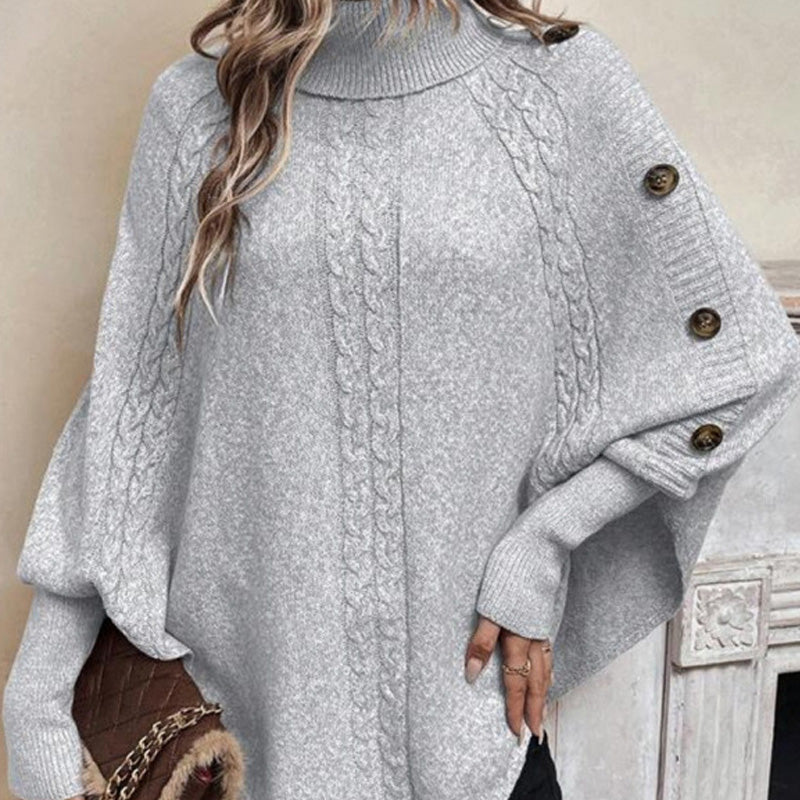 👜 -50 % sur toute la mode femme ! ✨✨Women's Elegant High-Neck Asymmetrical Hem Cape Sweater