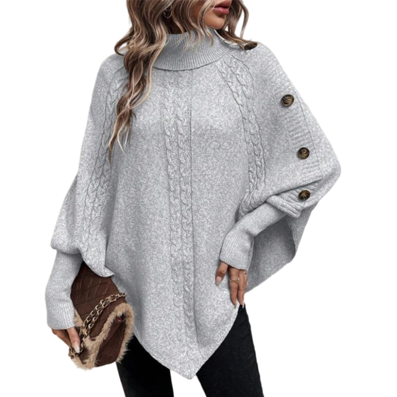 👜 -50 % sur toute la mode femme ! ✨✨Women's Elegant High-Neck Asymmetrical Hem Cape Sweater