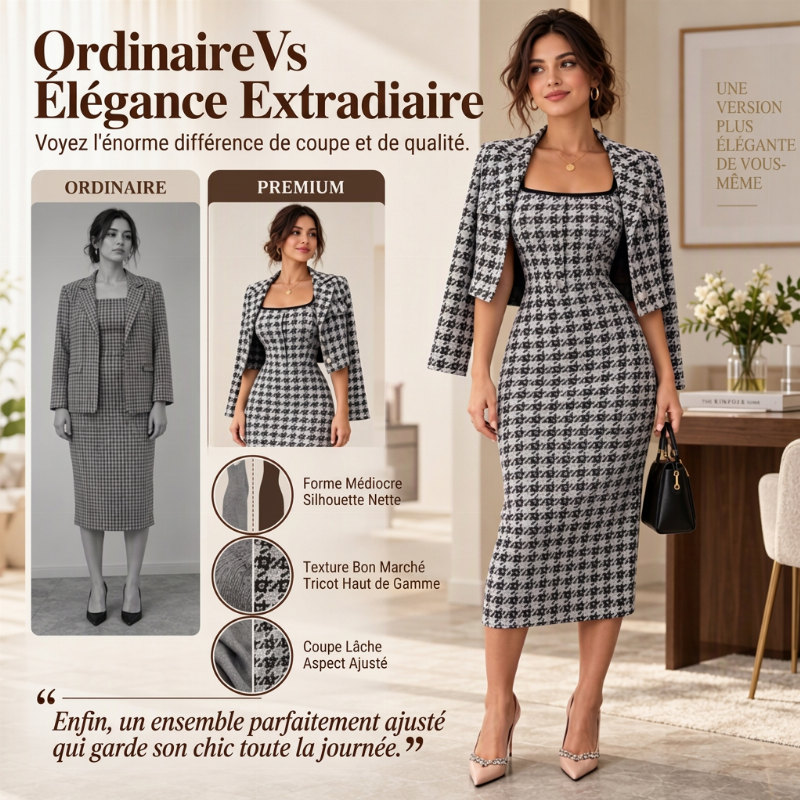 👜 -50 % sur toute la mode femme ! ✨Ensemble femme veste courte élégante et robe ajustée