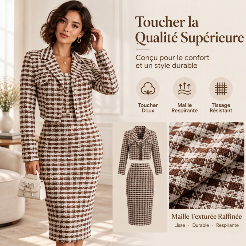 👜 -50 % sur toute la mode femme ! ✨Ensemble femme veste courte élégante et robe ajustée