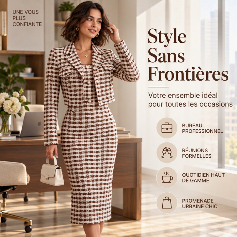 👜 -50 % sur toute la mode femme ! ✨Ensemble femme veste courte élégante et robe ajustée