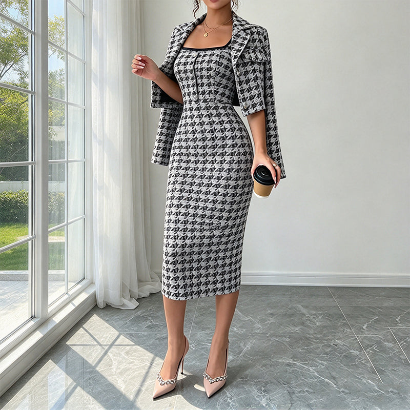👜 -50 % sur toute la mode femme ! ✨Ensemble femme veste courte élégante et robe ajustée