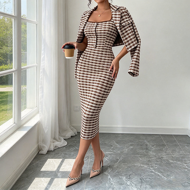 👜 -50 % sur toute la mode femme ! ✨Ensemble femme veste courte élégante et robe ajustée