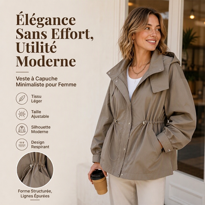 ⏳Liquidation totale⏳Veste à capuche tendance pour femme avec taille coulissante