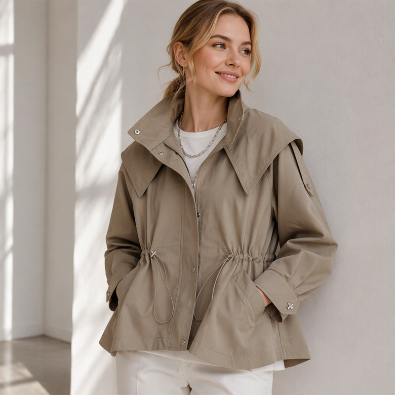 ⏳Liquidation totale⏳Veste à capuche tendance pour femme avec taille coulissante