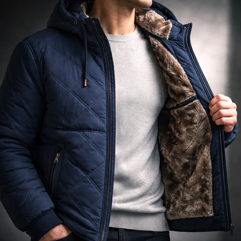 🎁Soldes ! Prix cassés🌍✨Men's Plush-Lined Hooded Winter Jacket