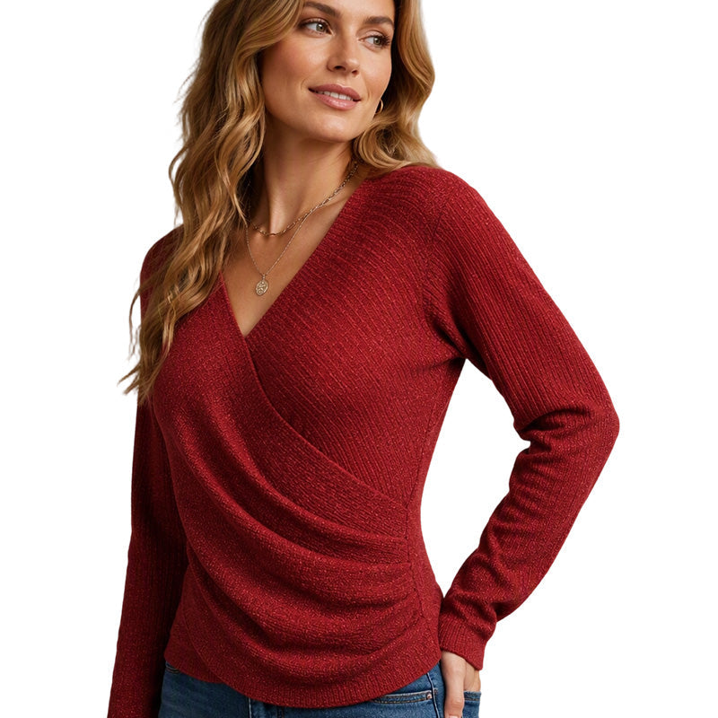 👜 -50 % sur toute la mode femme ! ✨Pull en maille crocolé à col en V pour femme
