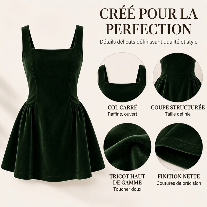 👜 -50 % sur toute la mode femme ! ✨Robe sans manches en velours à col carré pour femme