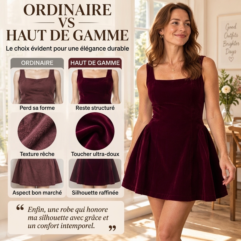 👜 -50 % sur toute la mode femme ! ✨Robe sans manches en velours à col carré pour femme