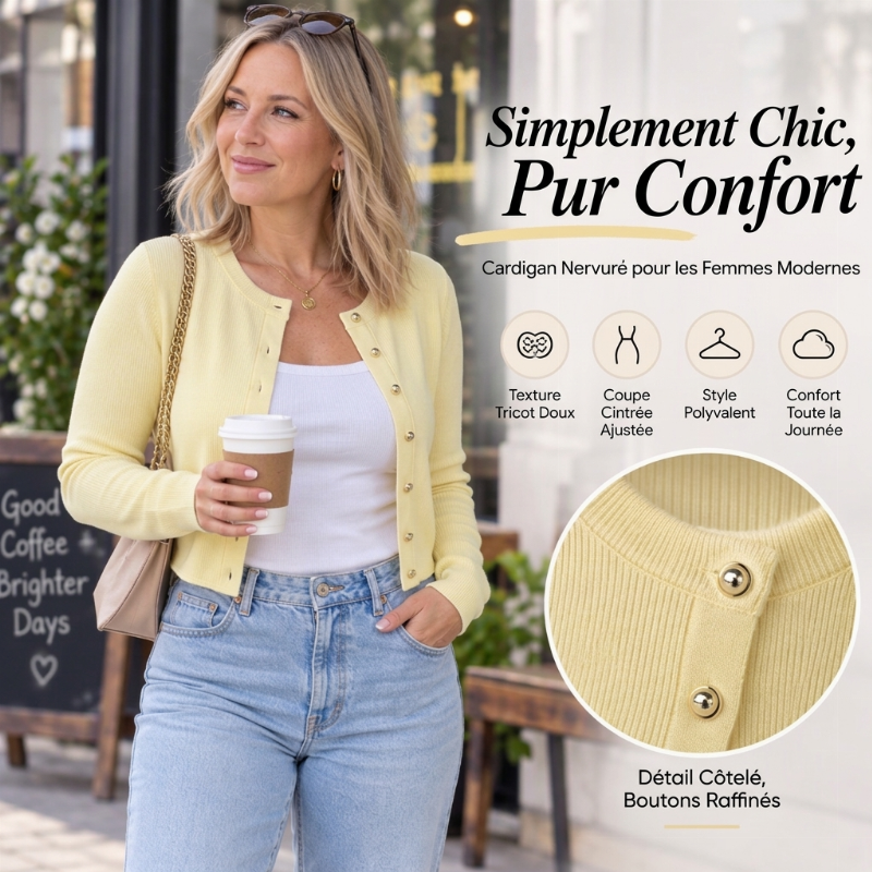 👜 -50 % sur toute la mode femme ! ✨Cardigan en maille à boutons pour femme, manches longues