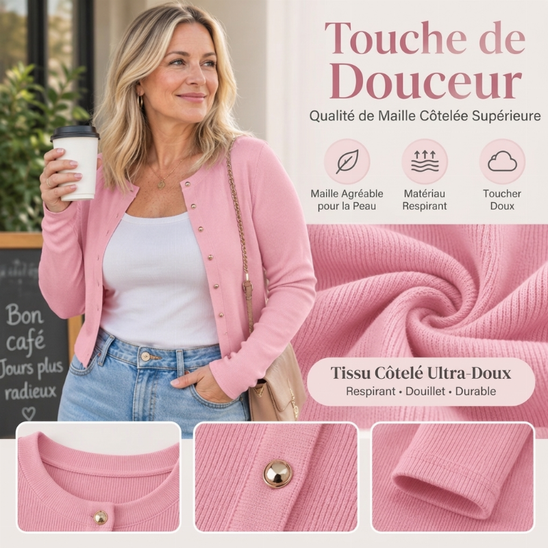 👜 -50 % sur toute la mode femme ! ✨Cardigan en maille à boutons pour femme, manches longues