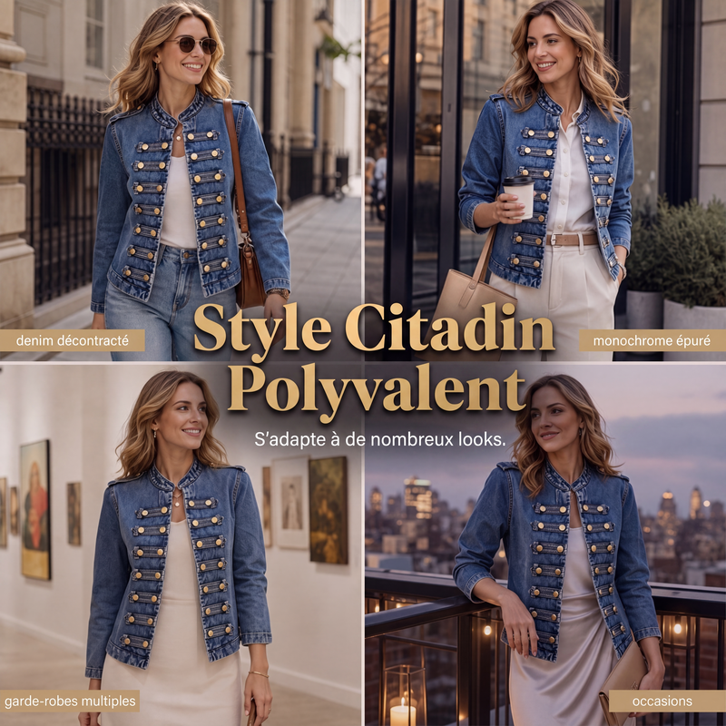 👜 -50 % sur toute la mode femme ! ✨Veste en jean vintage femme à boutons symétriques