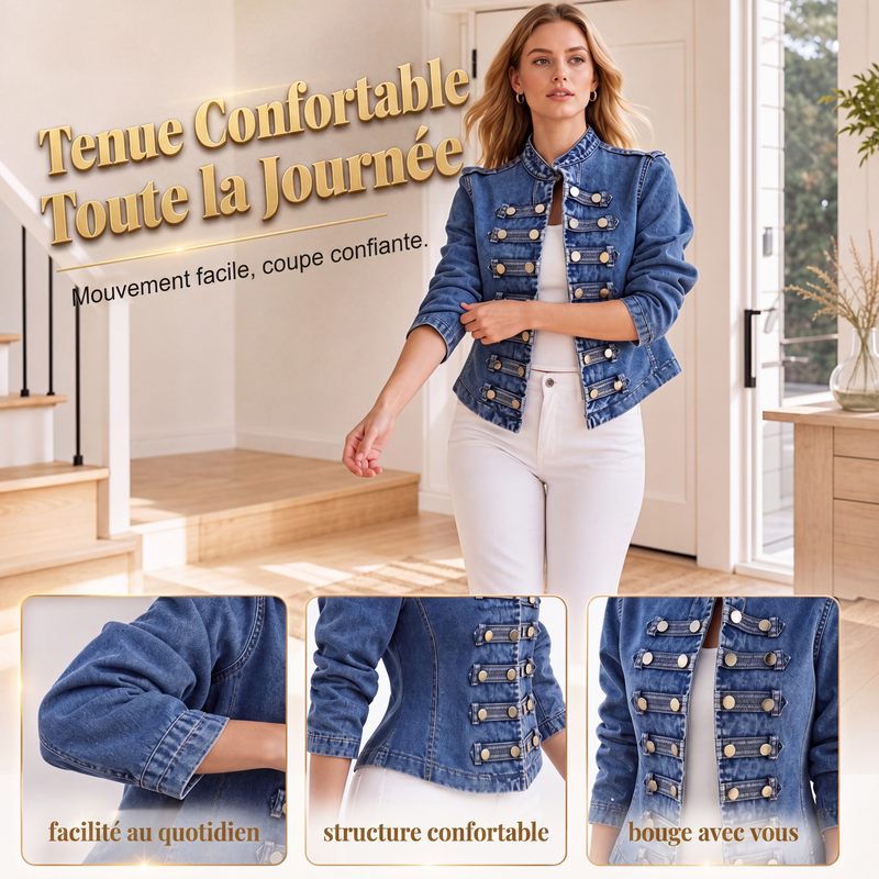 👜 -50 % sur toute la mode femme ! ✨Veste en jean vintage femme à boutons symétriques
