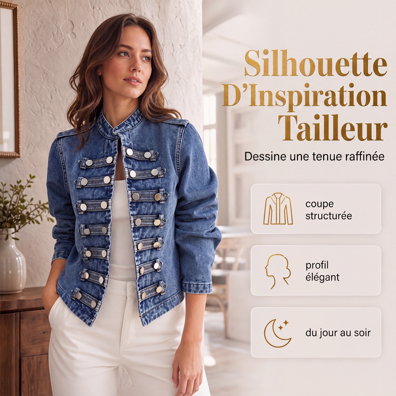 👜 -50 % sur toute la mode femme ! ✨Veste en jean vintage femme à boutons symétriques