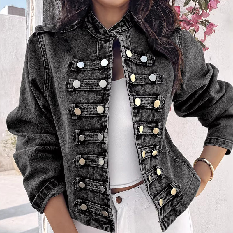 👜 -50 % sur toute la mode femme ! ✨Veste en jean vintage femme à boutons symétriques