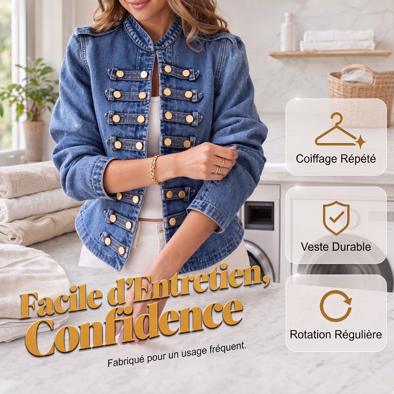 👜 -50 % sur toute la mode femme ! ✨Veste en jean vintage femme à boutons symétriques