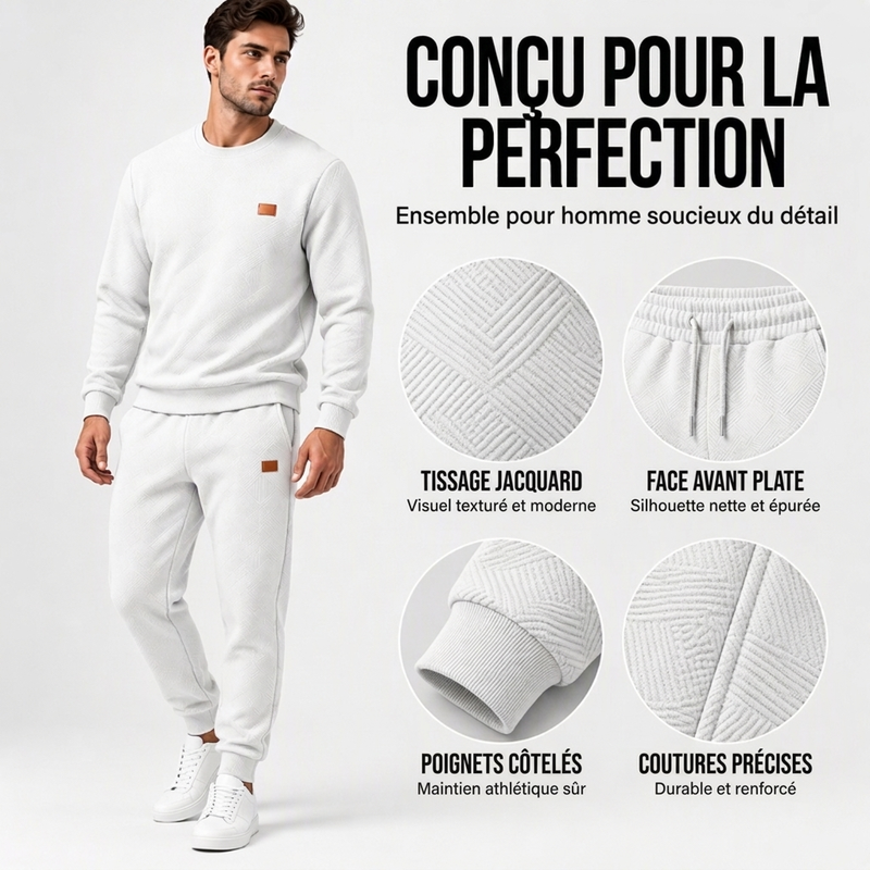 ⏳Liquidation totale⏳Ensemble de sport décontracté pour hommes en jacquard texturé