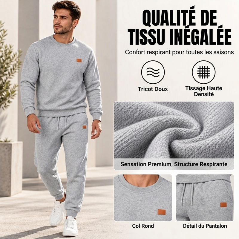 ⏳Liquidation totale⏳Ensemble de sport décontracté pour hommes en jacquard texturé