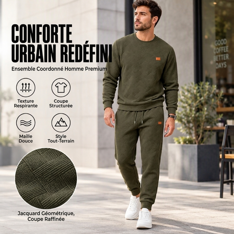 ⏳Liquidation totale⏳Ensemble de sport décontracté pour hommes en jacquard texturé
