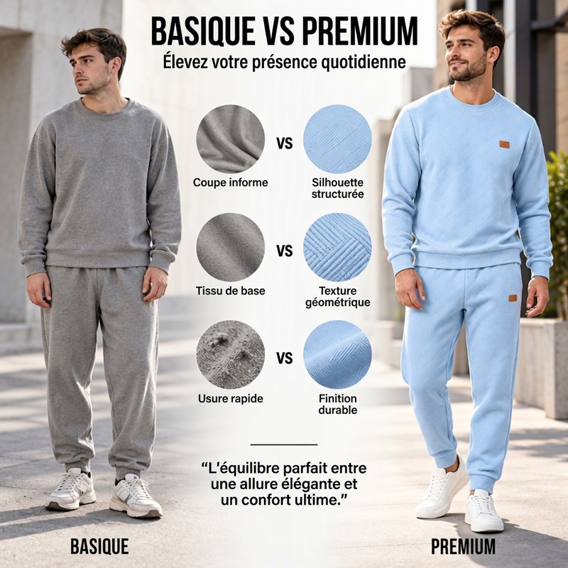 ⏳Liquidation totale⏳Ensemble de sport décontracté pour hommes en jacquard texturé