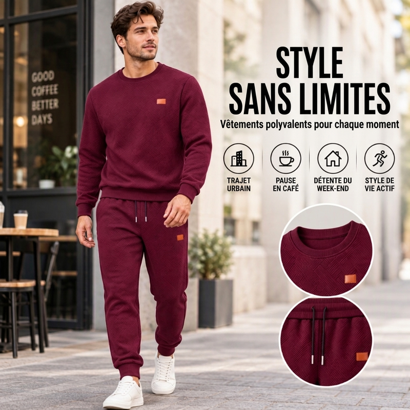 ⏳Liquidation totale⏳Ensemble de sport décontracté pour hommes en jacquard texturé