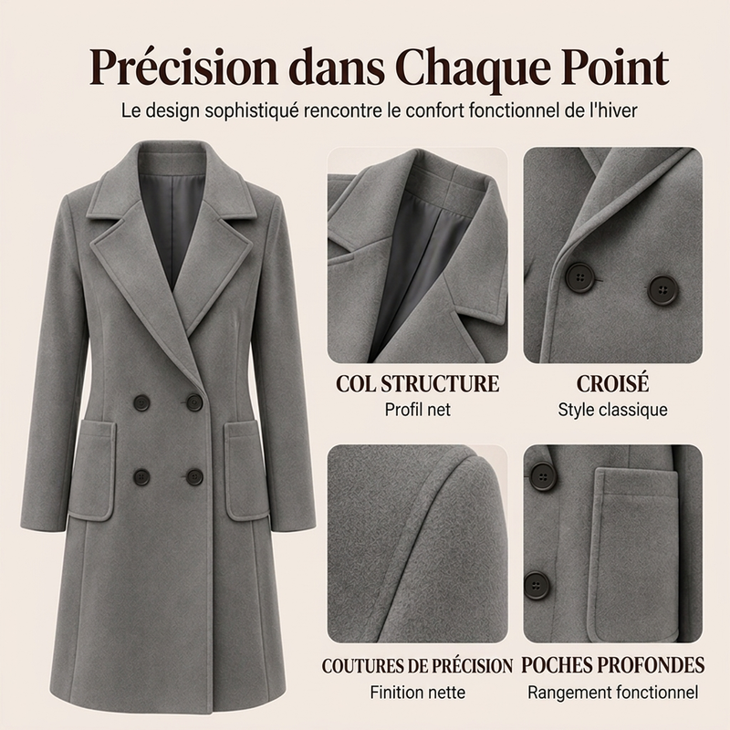 👜 -50 % sur toute la mode femme ! ✨Manteau en laine à double boutonnage pour femmes