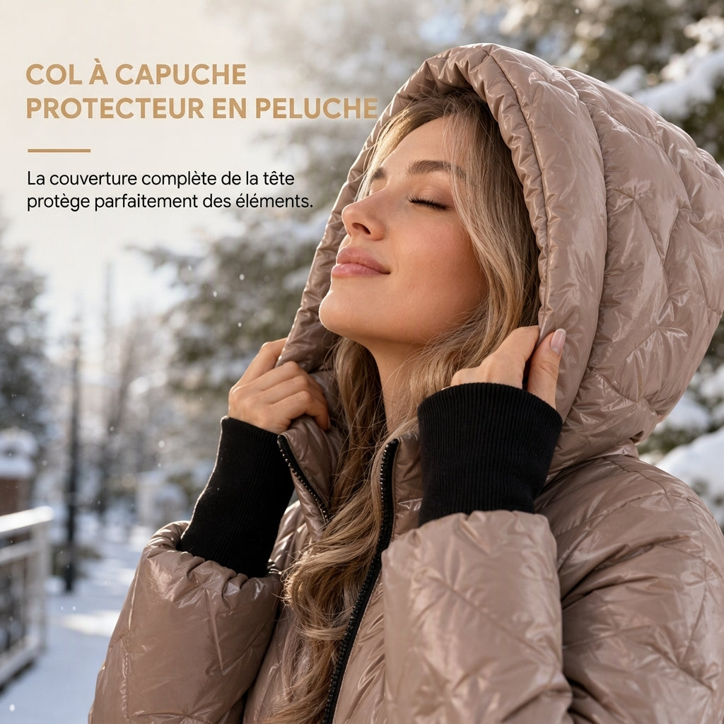 Manteau d'automne-hiver en coton à capuche, coupe ample, patchwork, manches longues pour femmes