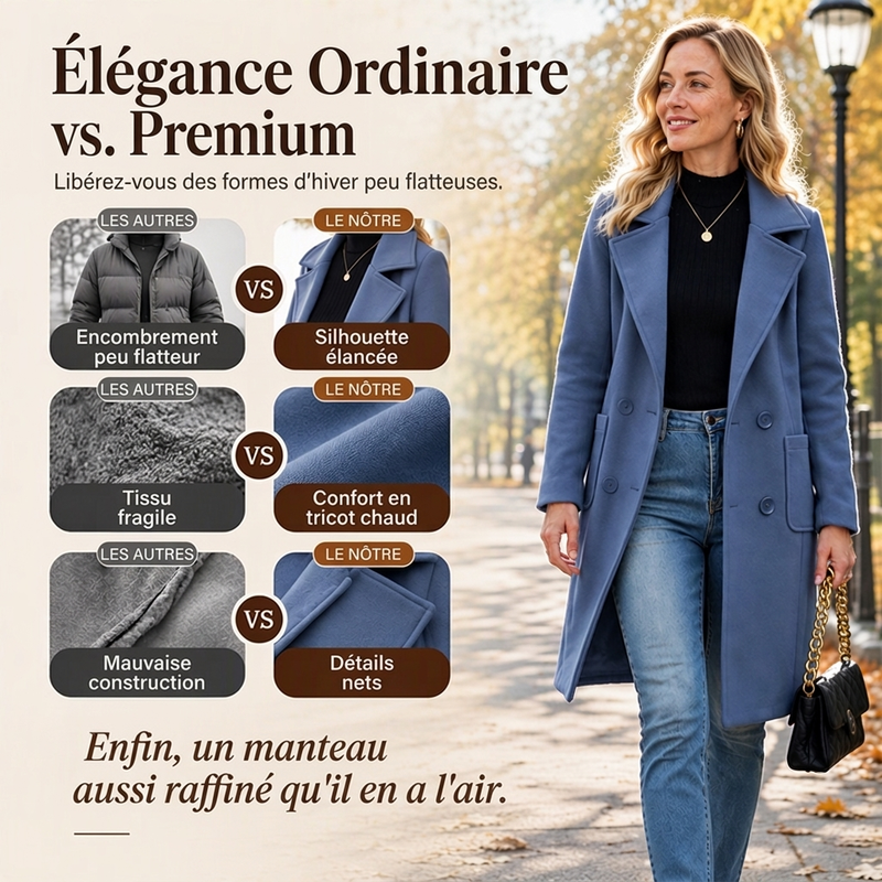 👜 -50 % sur toute la mode femme ! ✨Manteau en laine à double boutonnage pour femmes
