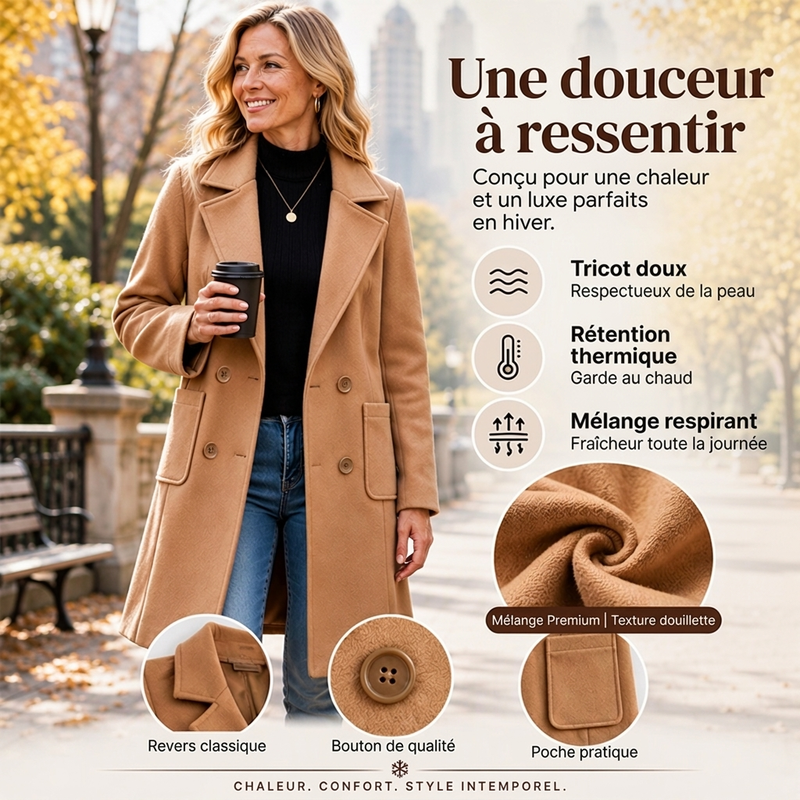 👜 -50 % sur toute la mode femme ! ✨Manteau en laine à double boutonnage pour femmes