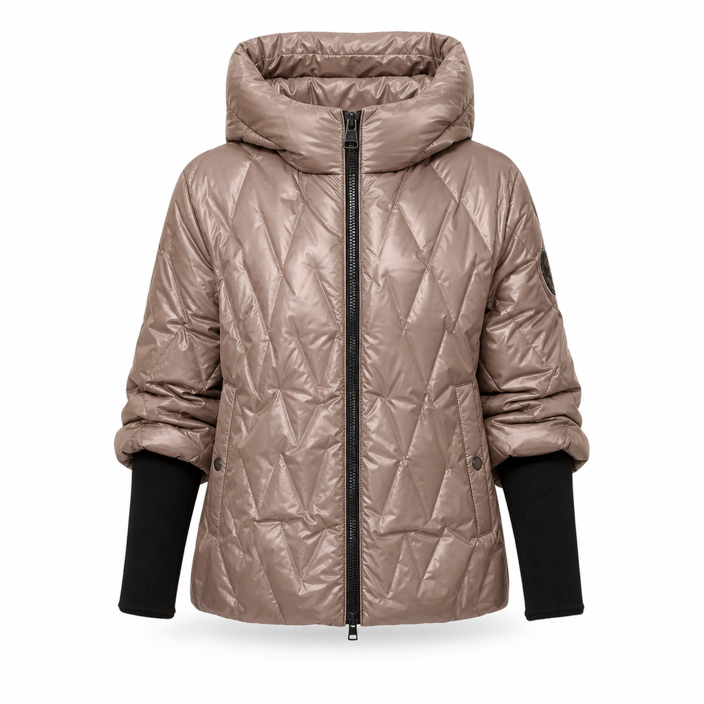 Manteau d'automne-hiver en coton à capuche, coupe ample, patchwork, manches longues pour femmes