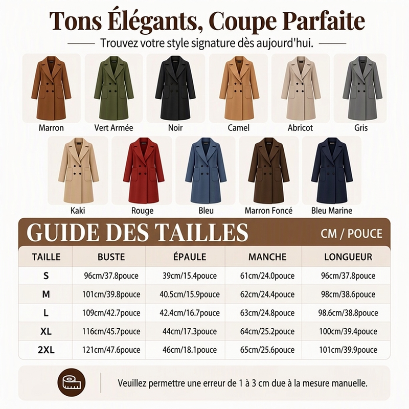 👜 -50 % sur toute la mode femme ! ✨Manteau en laine à double boutonnage pour femmes