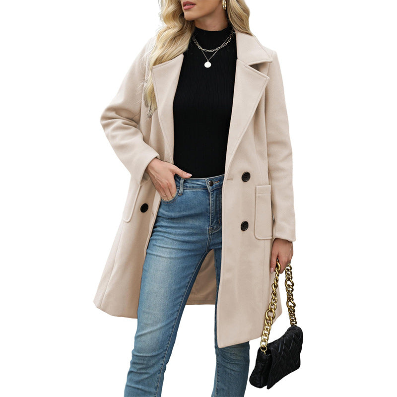 👜 -50 % sur toute la mode femme ! ✨Manteau en laine à double boutonnage pour femmes