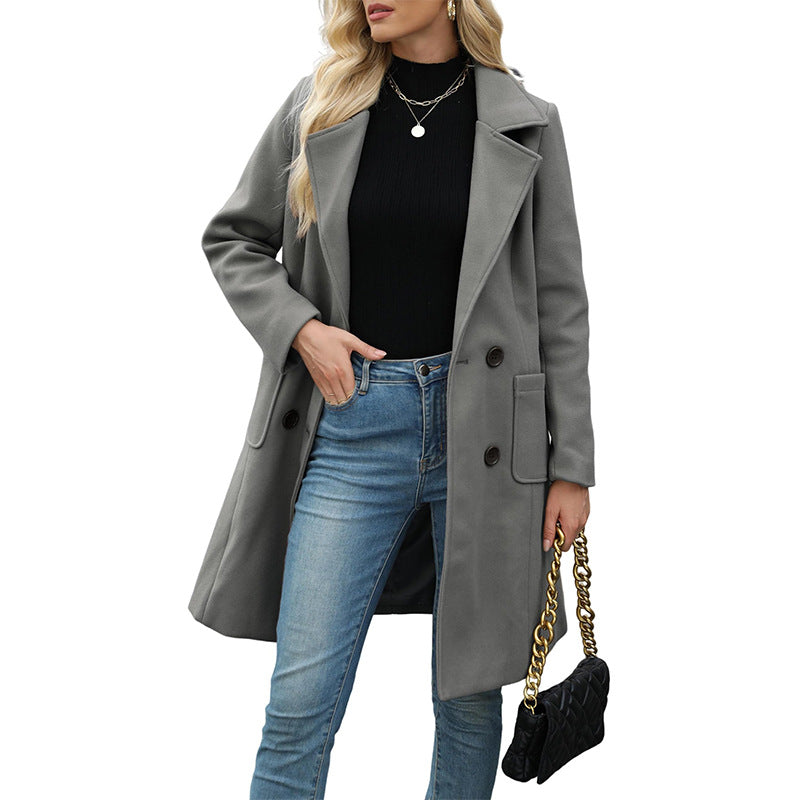 👜 -50 % sur toute la mode femme ! ✨Manteau en laine à double boutonnage pour femmes
