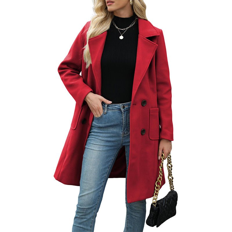 👜 -50 % sur toute la mode femme ! ✨Manteau en laine à double boutonnage pour femmes