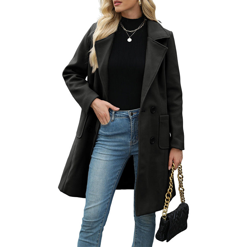 👜 -50 % sur toute la mode femme ! ✨Manteau en laine à double boutonnage pour femmes