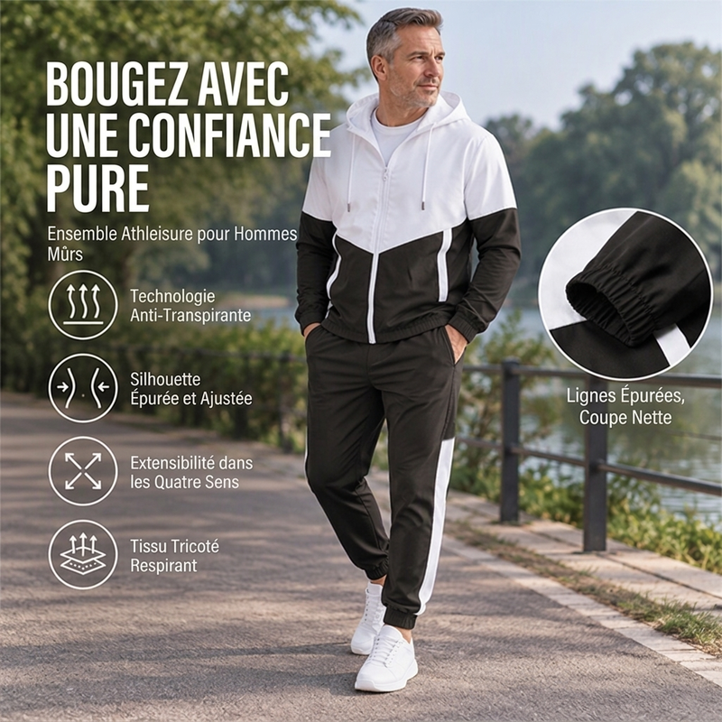 ⏳Liquidation totale⏳Ensemble léger veste et jogging à blocs de couleur pour homme