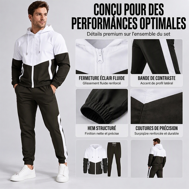 ⏳Liquidation totale⏳Ensemble léger veste et jogging à blocs de couleur pour homme