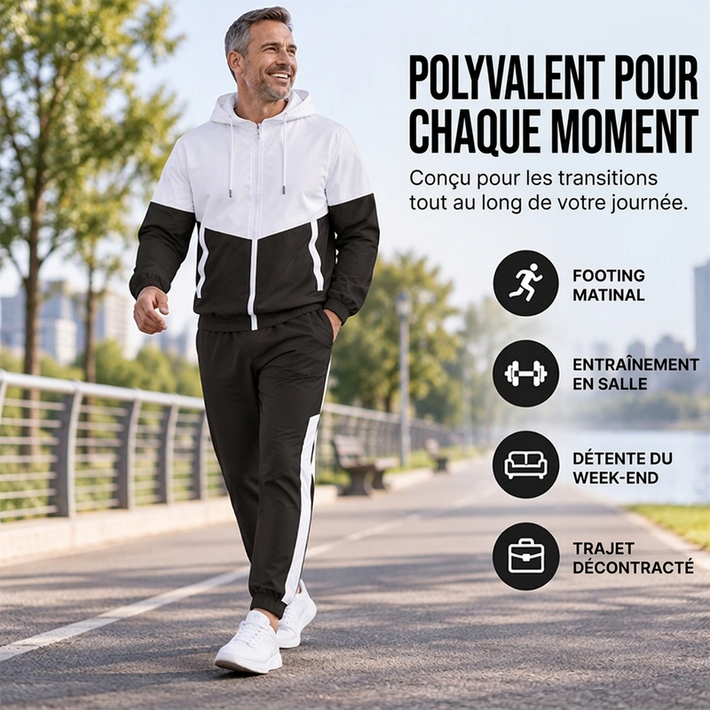 ⏳Liquidation totale⏳Ensemble léger veste et jogging à blocs de couleur pour homme