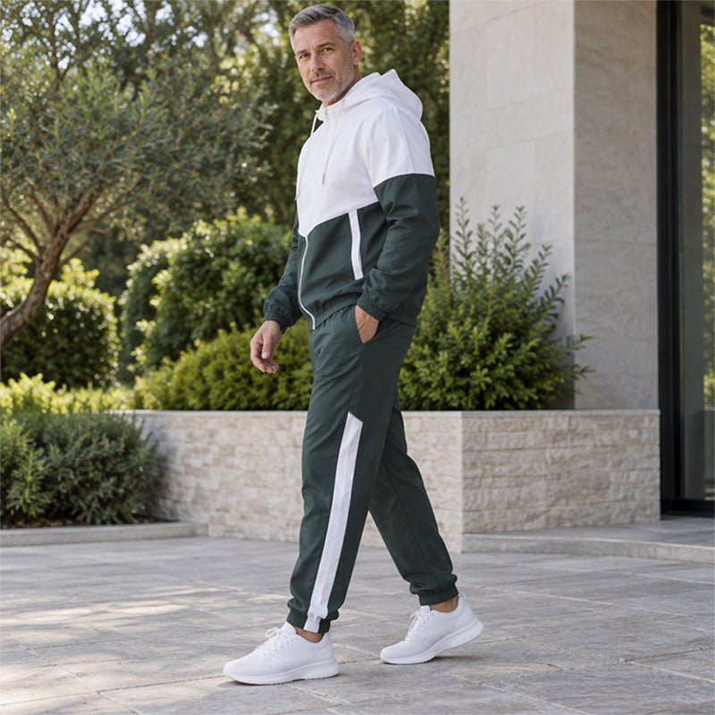 ⏳Liquidation totale⏳Ensemble léger veste et jogging à blocs de couleur pour homme