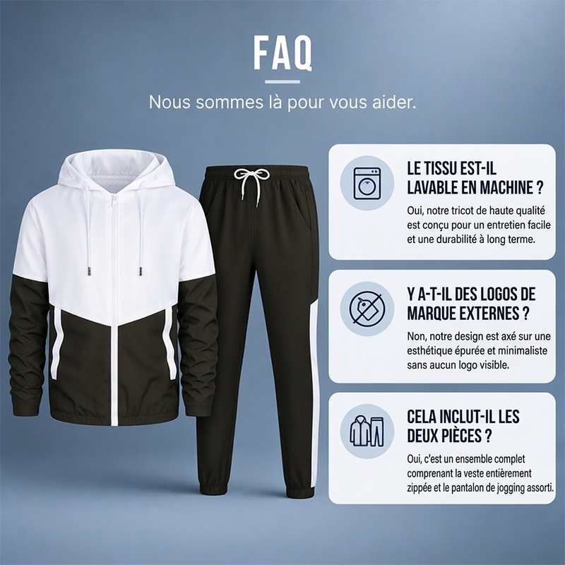⏳Liquidation totale⏳Ensemble léger veste et jogging à blocs de couleur pour homme