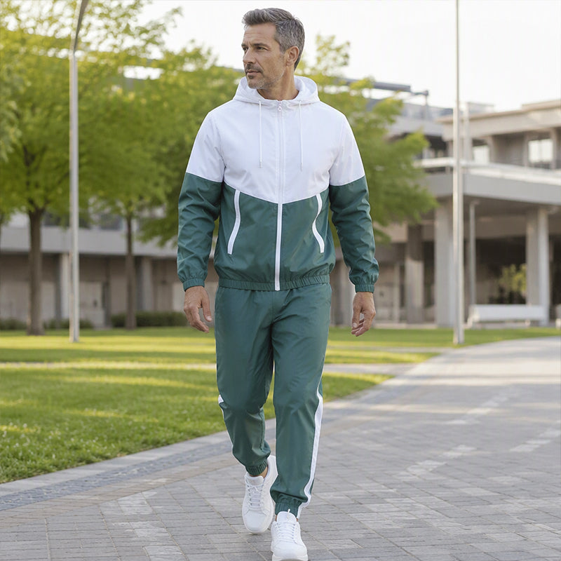 ⏳Liquidation totale⏳Ensemble léger veste et jogging à blocs de couleur pour homme