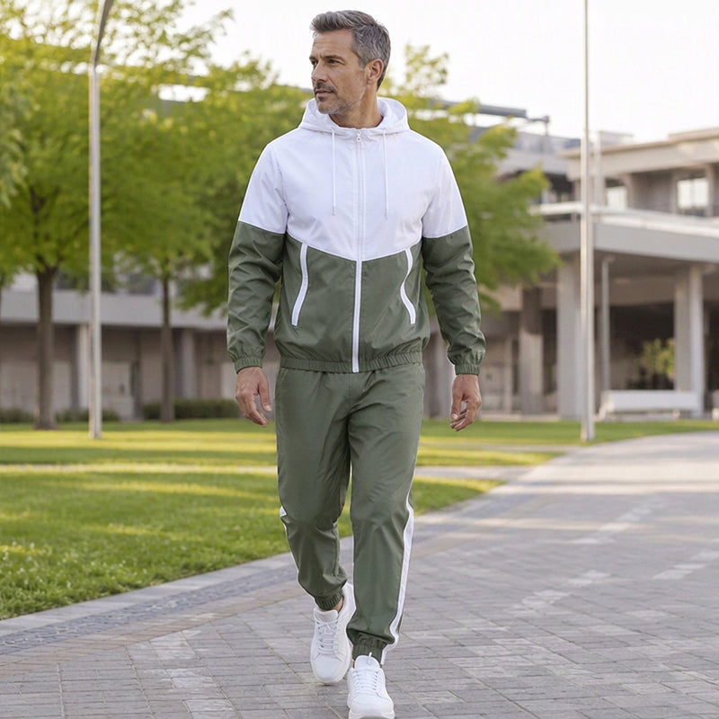 ⏳Liquidation totale⏳Ensemble léger veste et jogging à blocs de couleur pour homme