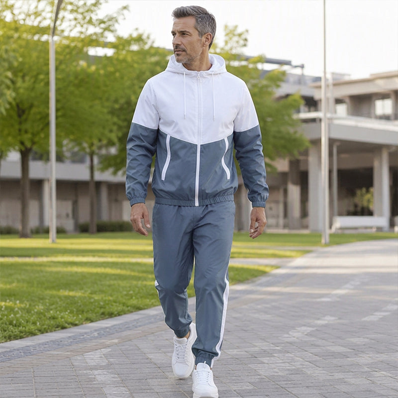 ⏳Liquidation totale⏳Ensemble léger veste et jogging à blocs de couleur pour homme