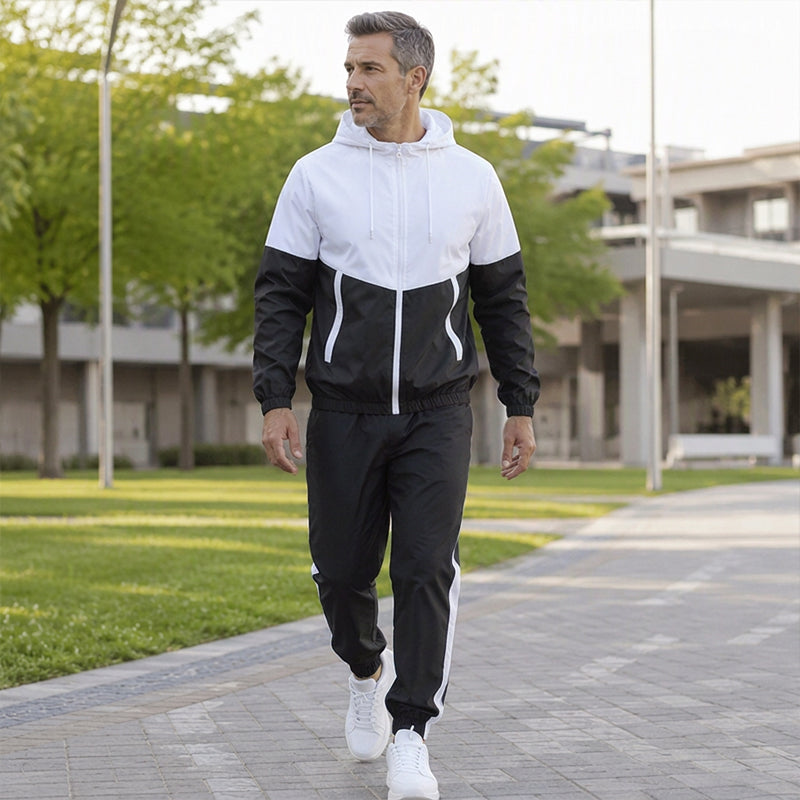 ⏳Liquidation totale⏳Ensemble léger veste et jogging à blocs de couleur pour homme