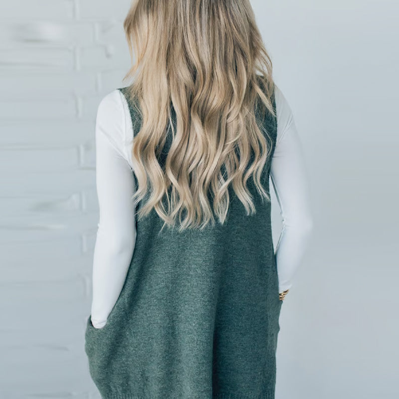 👜 -50 % sur toute la mode femme ! ✨Gilet en Tricot à Col en V Ample avec Poches pour Femmes