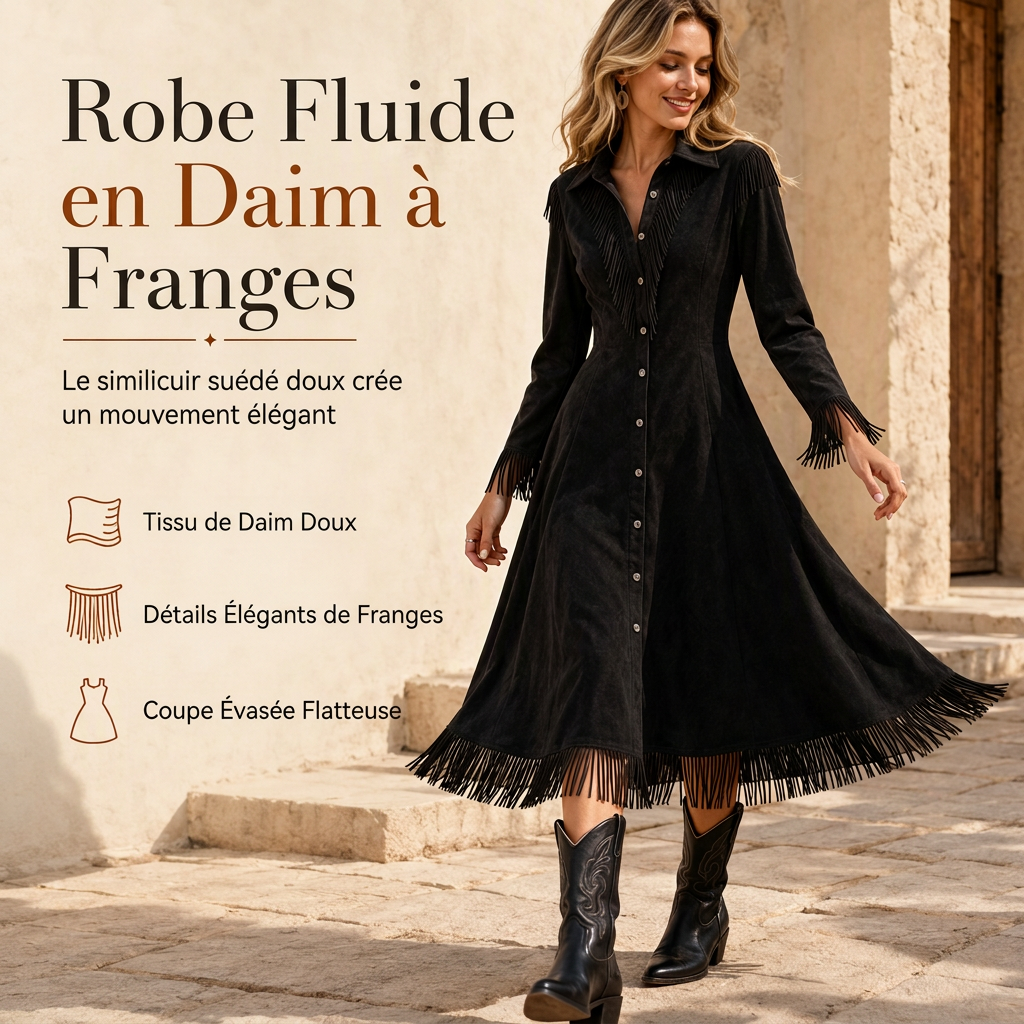 👜 -50 % sur toute la mode femme ! ✨Robe à franges vintage à manches longues pour femmes
