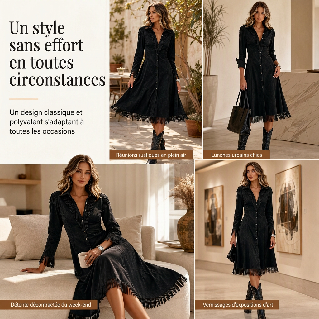 👜 -50 % sur toute la mode femme ! ✨Robe à franges vintage à manches longues pour femmes